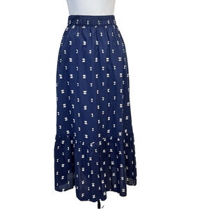 Ann Taylor Loft Skirt size Small Navy Blue White Tiered Long A Line Nautical